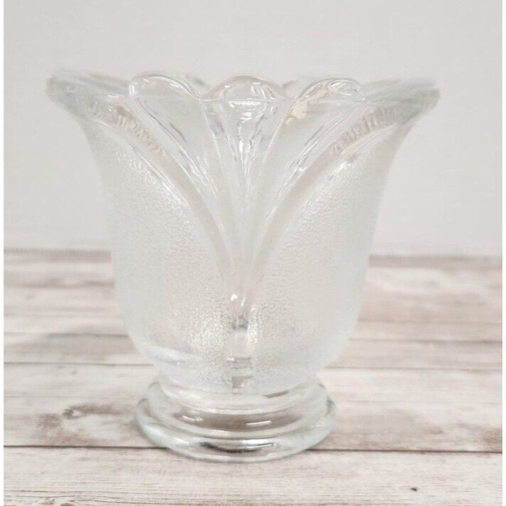 Crystal Clear Frosted Glass Tulip Votive Candle Holder Height 4" Home Decor